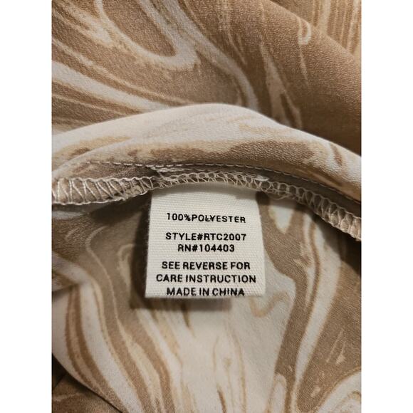 August Sky Womens SM Blouse Beige Cream Abstract Swirl Raglan Balloon Sleeves - Picture 9 of 9